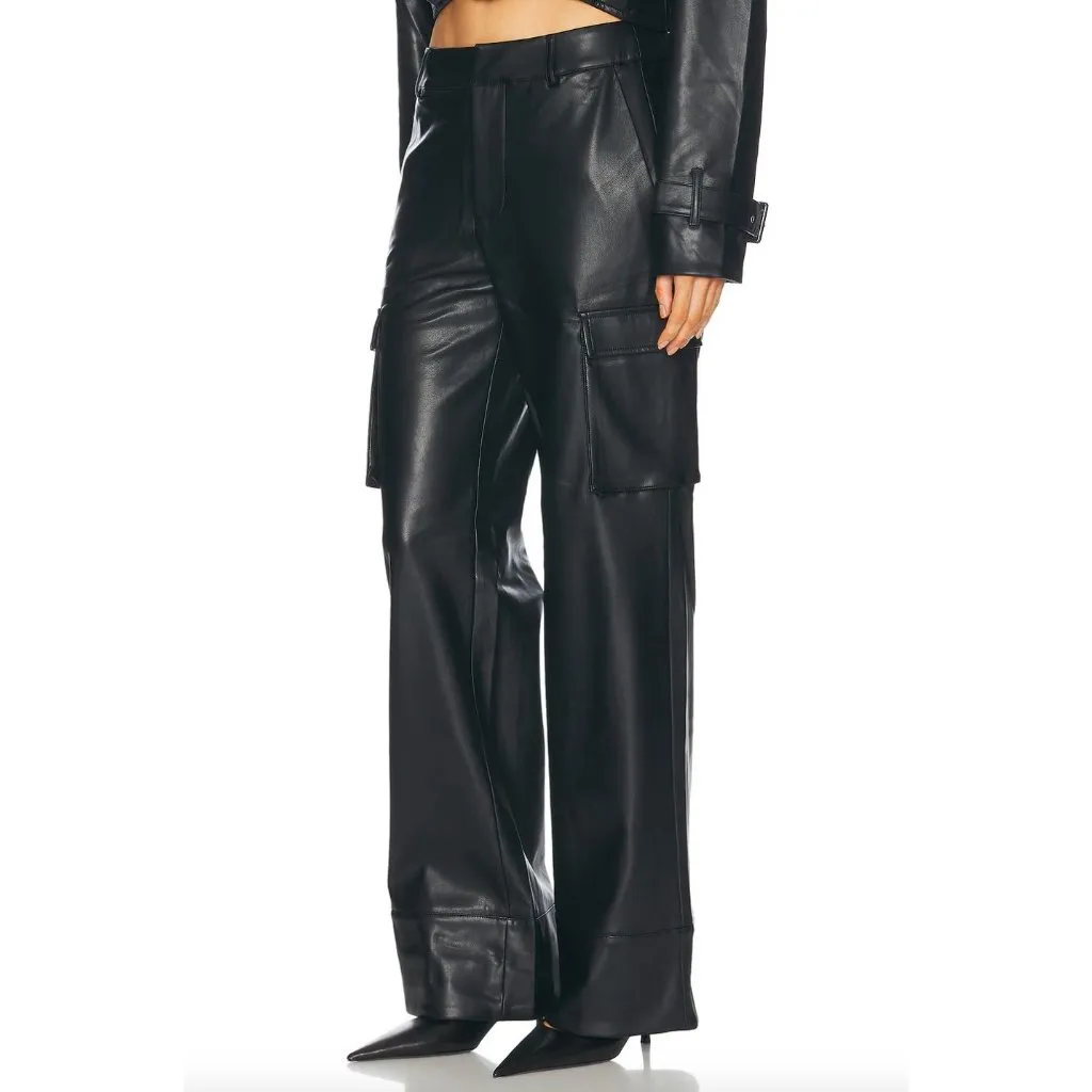 SER.O.YA Fifer Vegan Leather Low Rise Cargo Pant Black Womens Size XS - Image 2