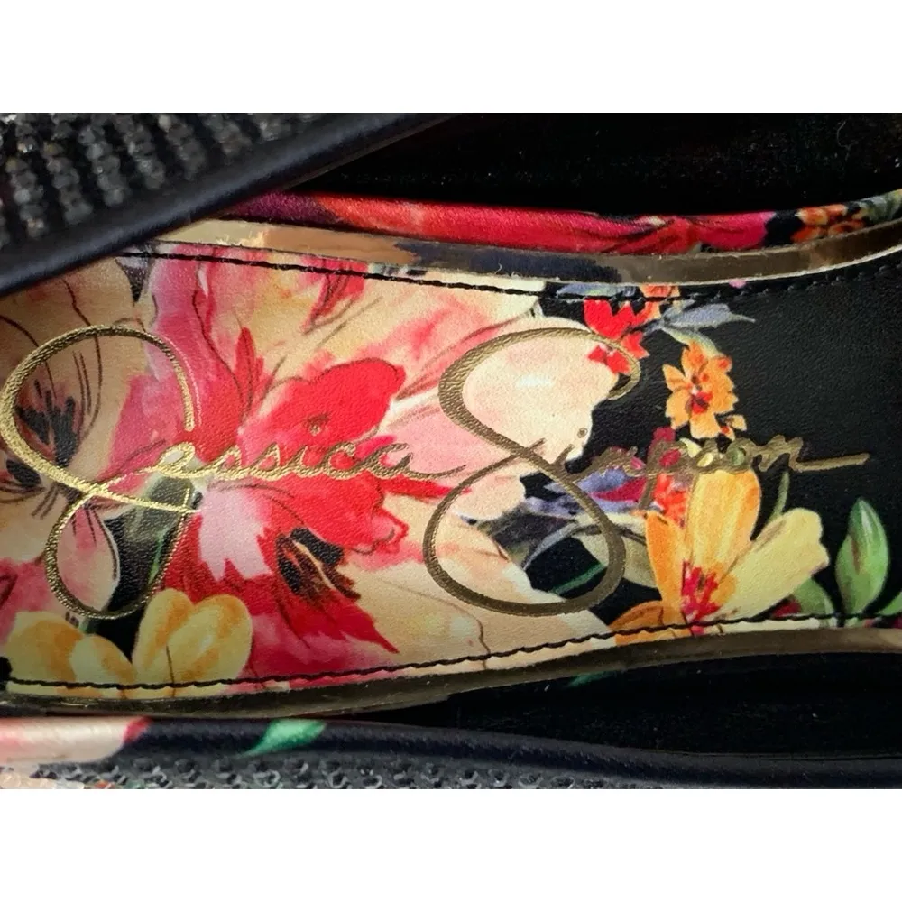 New Jessica Simpson Cassani Stiletto Pointed Toe Pumps Floral Rhinestone Size 6 - Image 2