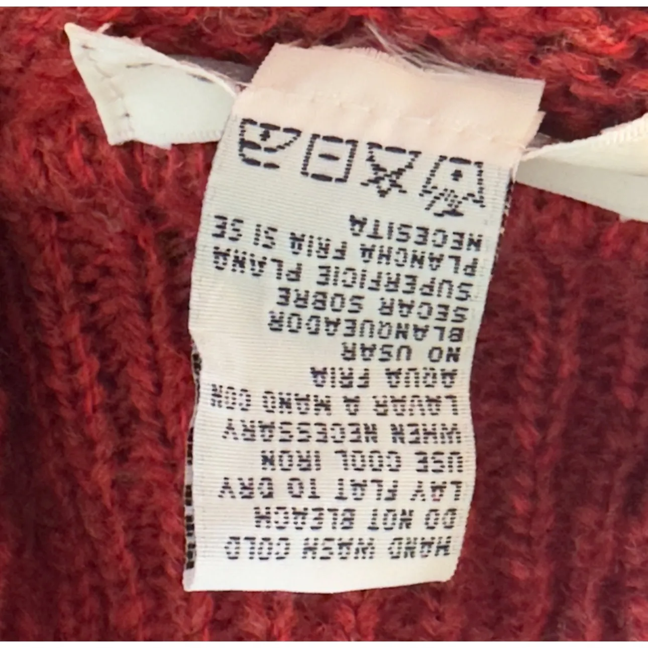 Red Knit Sweater Quarter Zip‎ Pullover Collared Long Sleeve - Image 6