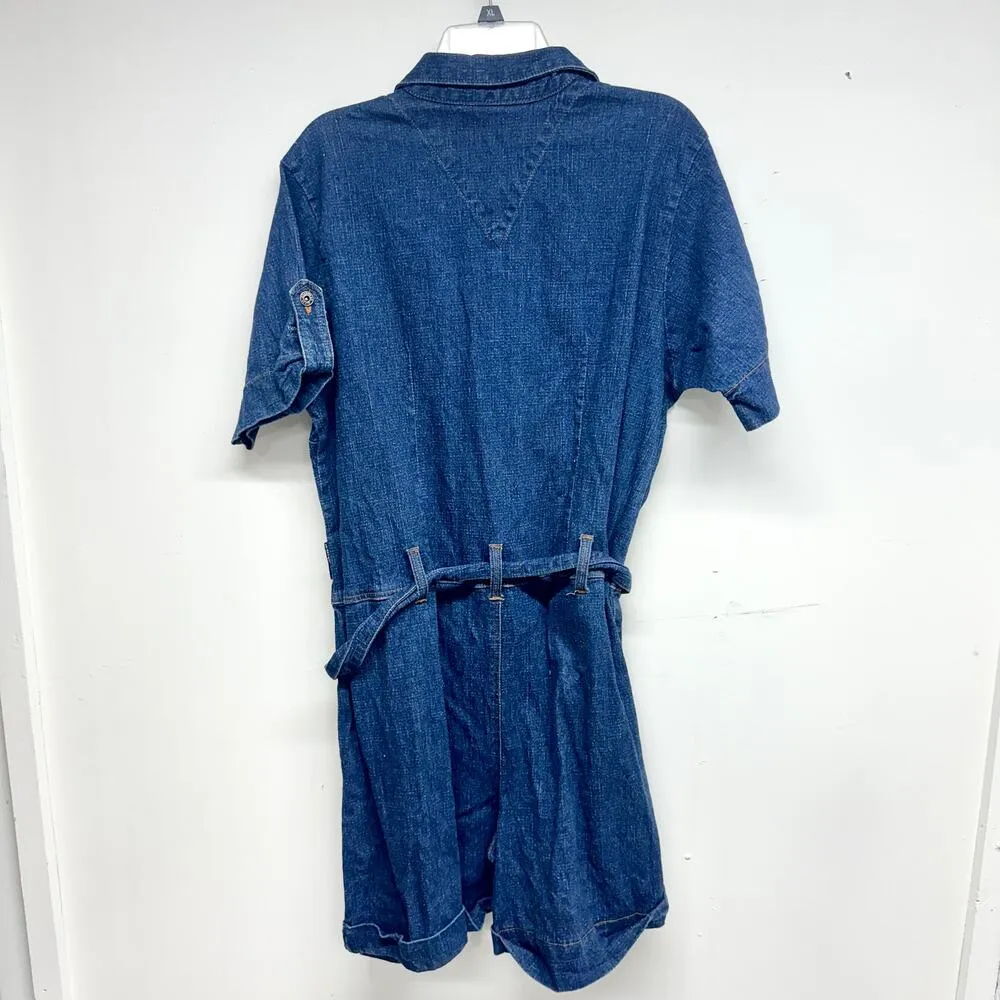 Vtg STARWEAR DENIM 80's Jumpsuit Romper Blue Jean Belted Short Sleeve 3X - Image 3