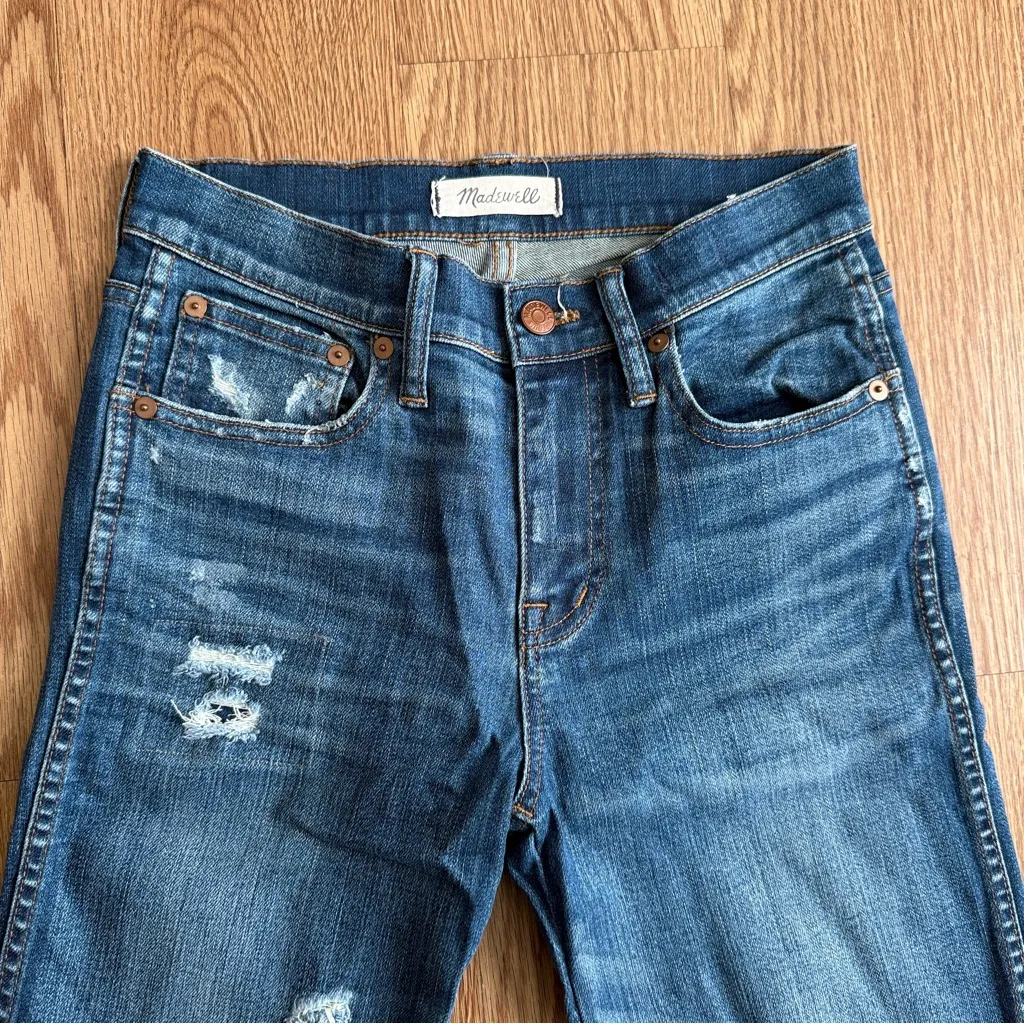 Madewell 9" High Riser Skinny Skinny Jeans Women's 26T Blue Distressed Denim - Image 3