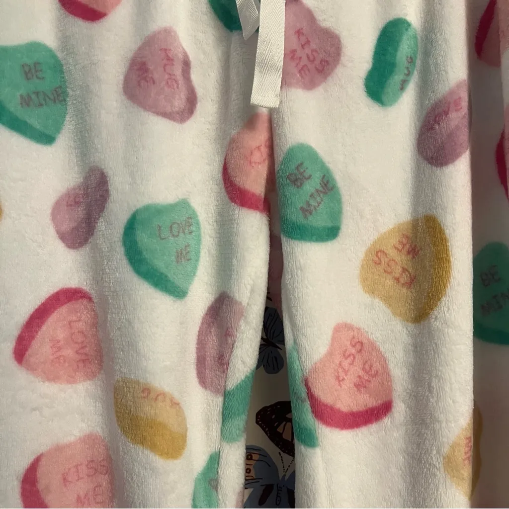 Conversation heart fuzzy pj pants Size M - Image 3