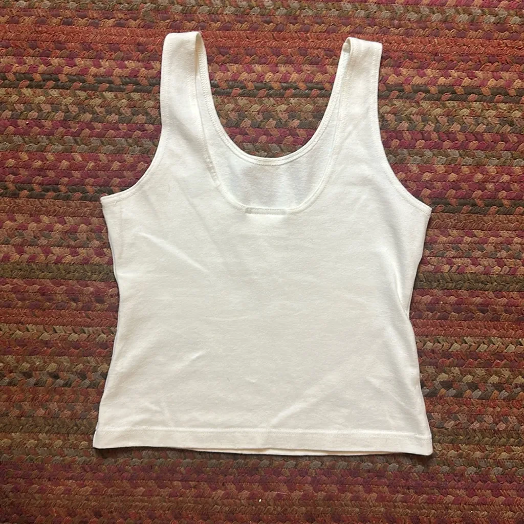 VTG ANCHOR BLUE WHITE BASIC COTTON STRETCH TANK Size L - Image 2