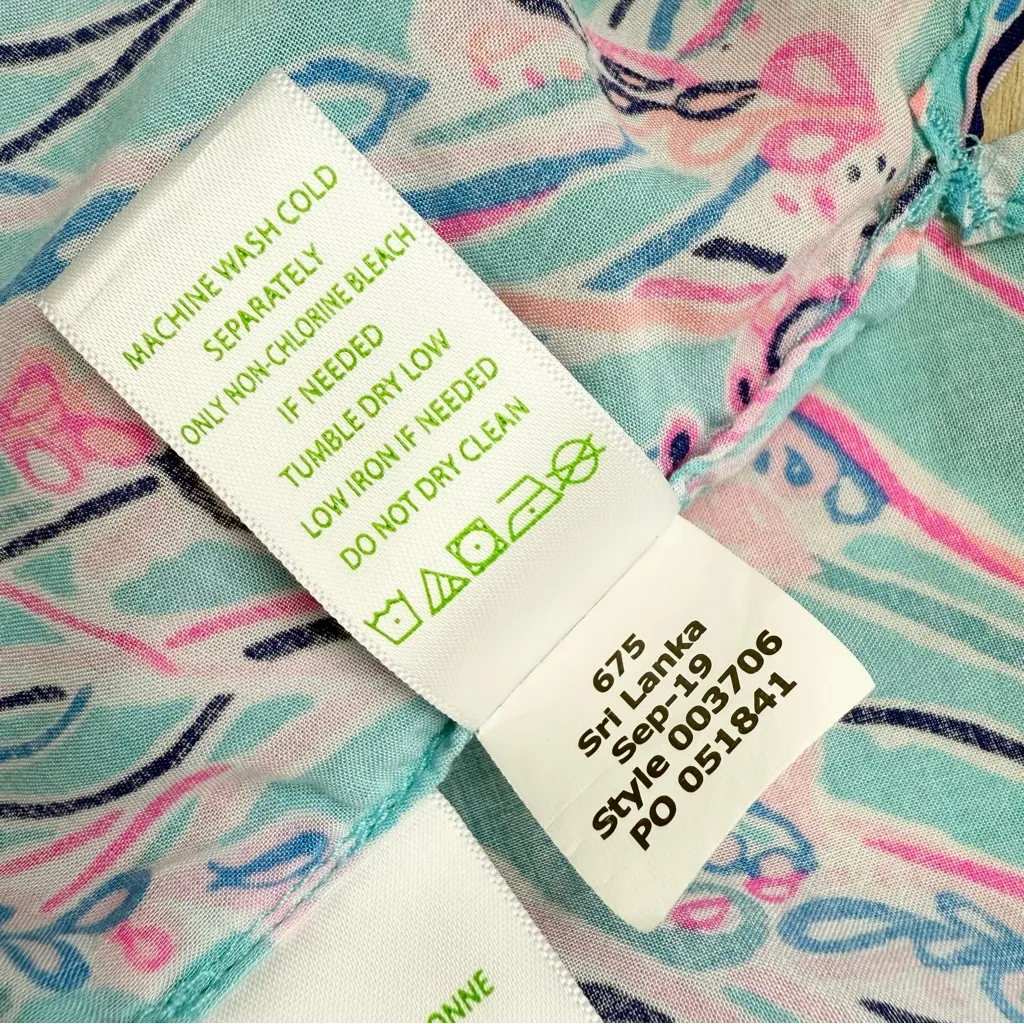 Lilly Pulitzer Winsley Blouse Blue Sz M - Image 8