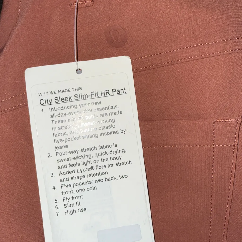 Lululemon Women’s Sz 24 City Sleek Slim-Fit 5 Pocket High-Rise Pant New NWT - Image 6