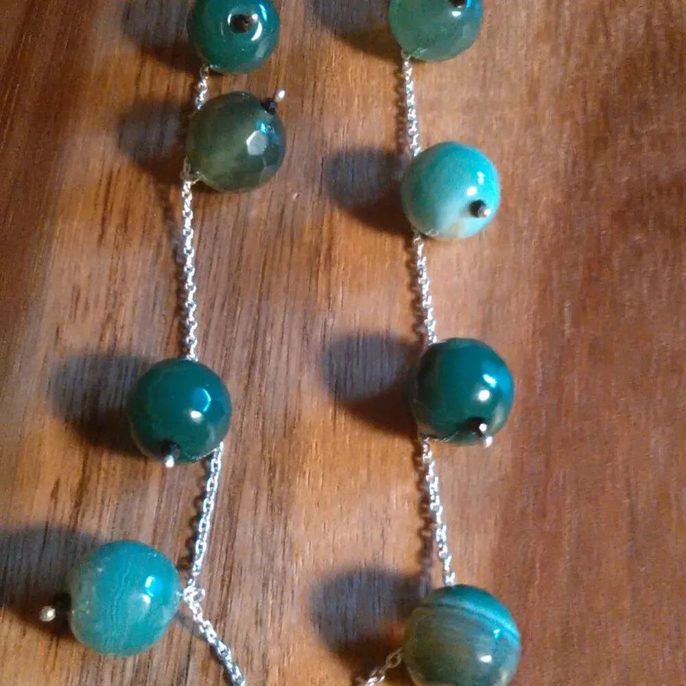 Green Agate and Thai Spinel Sterling Silver Necklace - Image 6