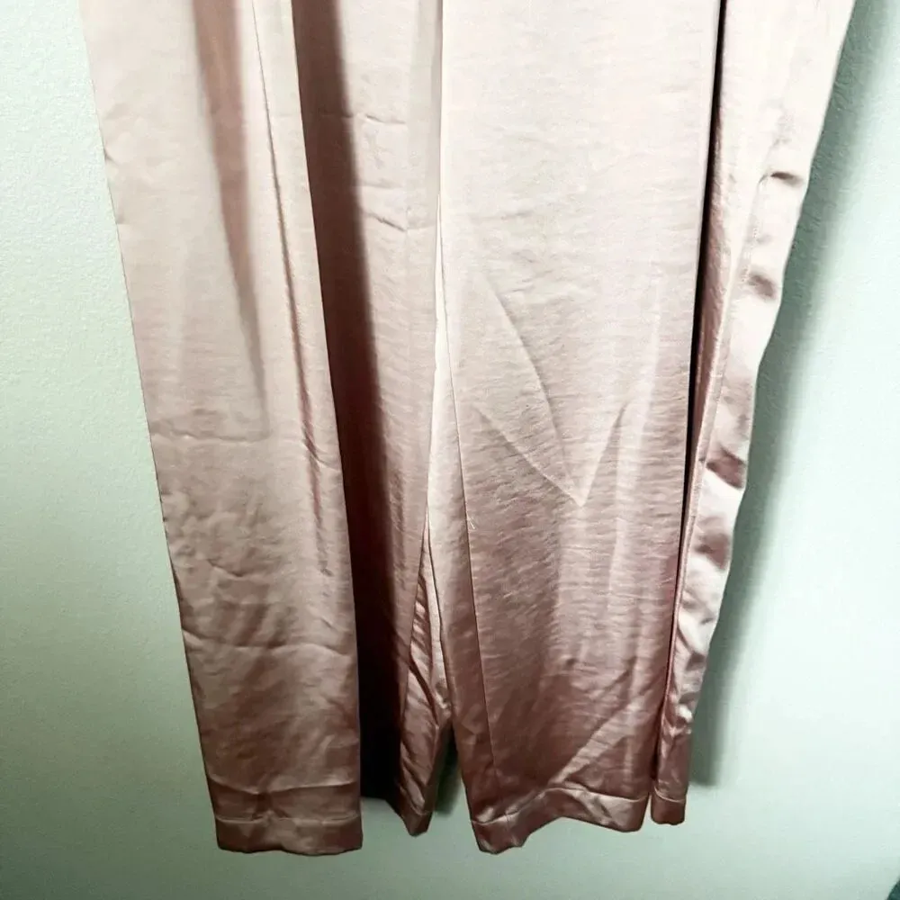 A NEW DAY | NWT High-Rise Wide Leg Satin Pants Pleated Pink Trousers | Size 16 - Image 3