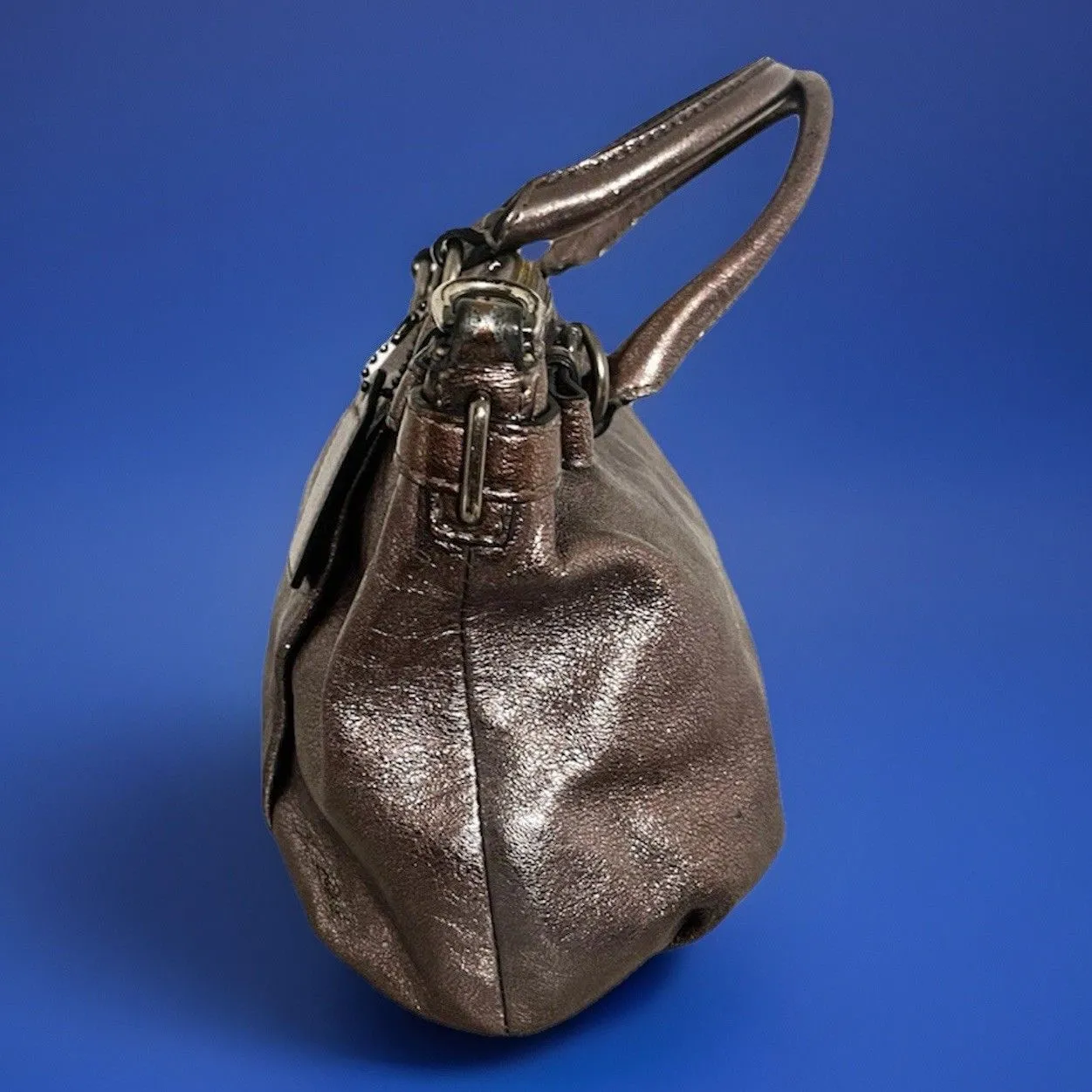 Coach Madison Sophia 18816 Gunmetal Metallic Leather Satchel Handbag Purse GUC - Image 5