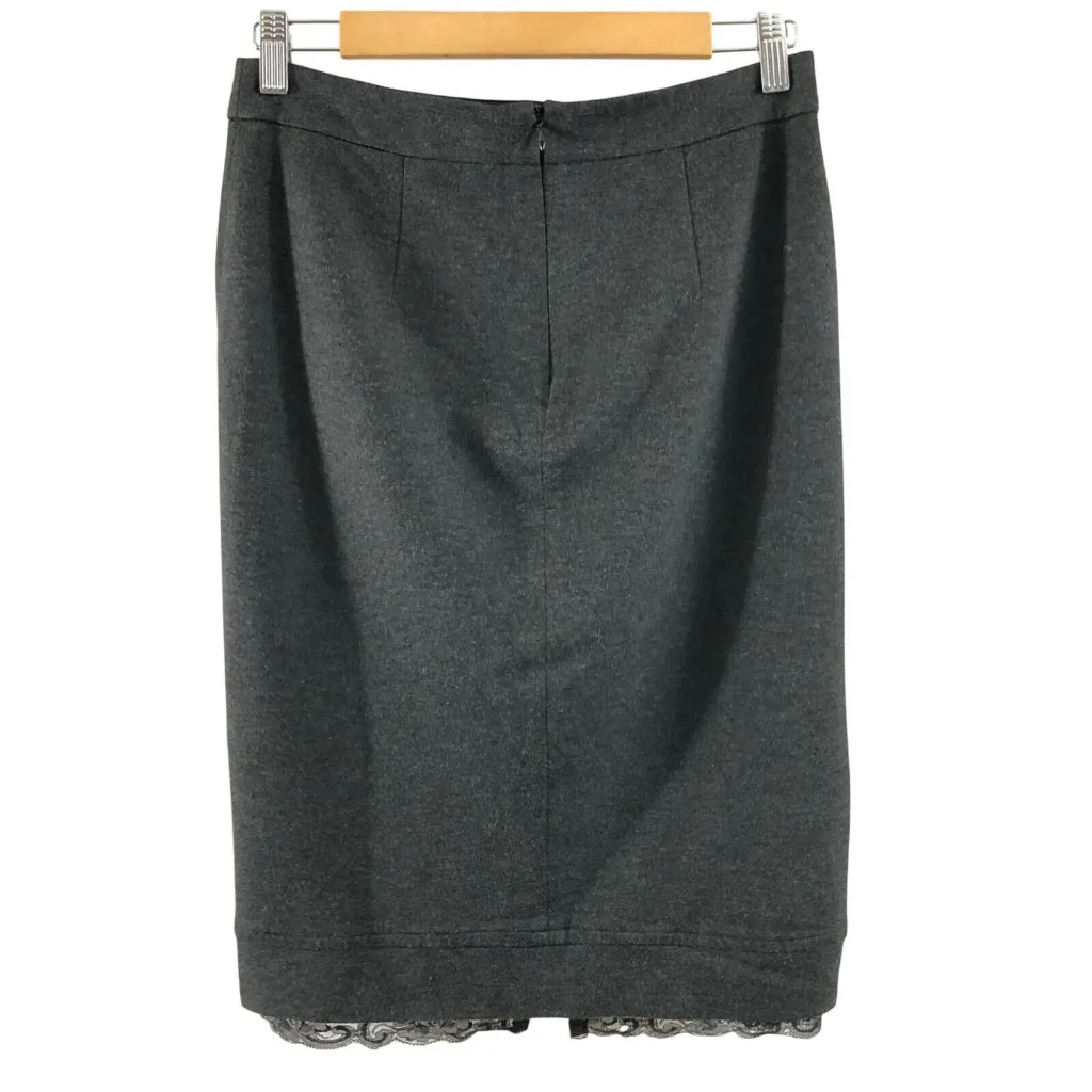 Trina Turk Pencil Skirt Pockets Knit Lace Trim Gray Size 6 - Image 2