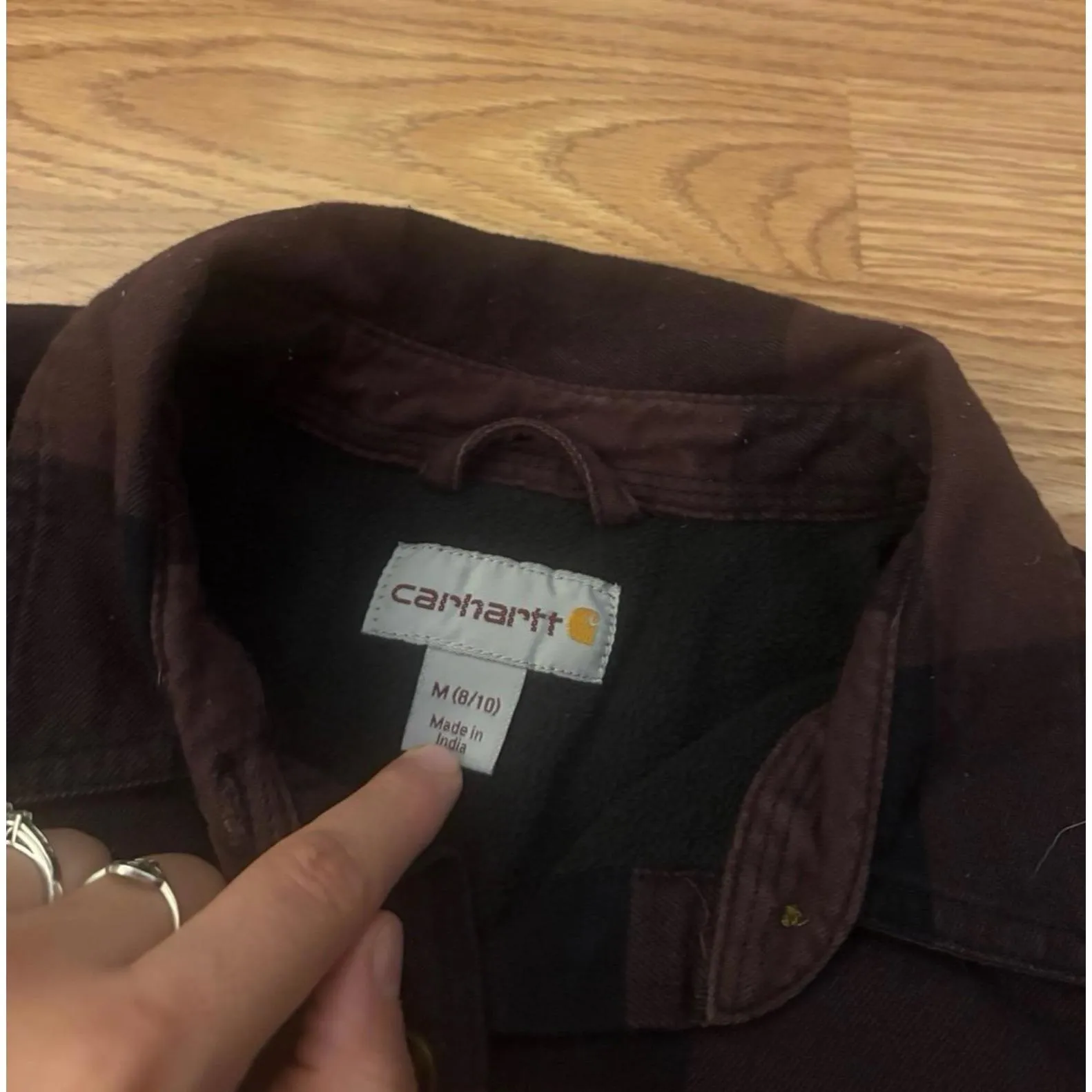 Carhartt Fleece Lined Flannel Button Shirt Size Medium - Image 2