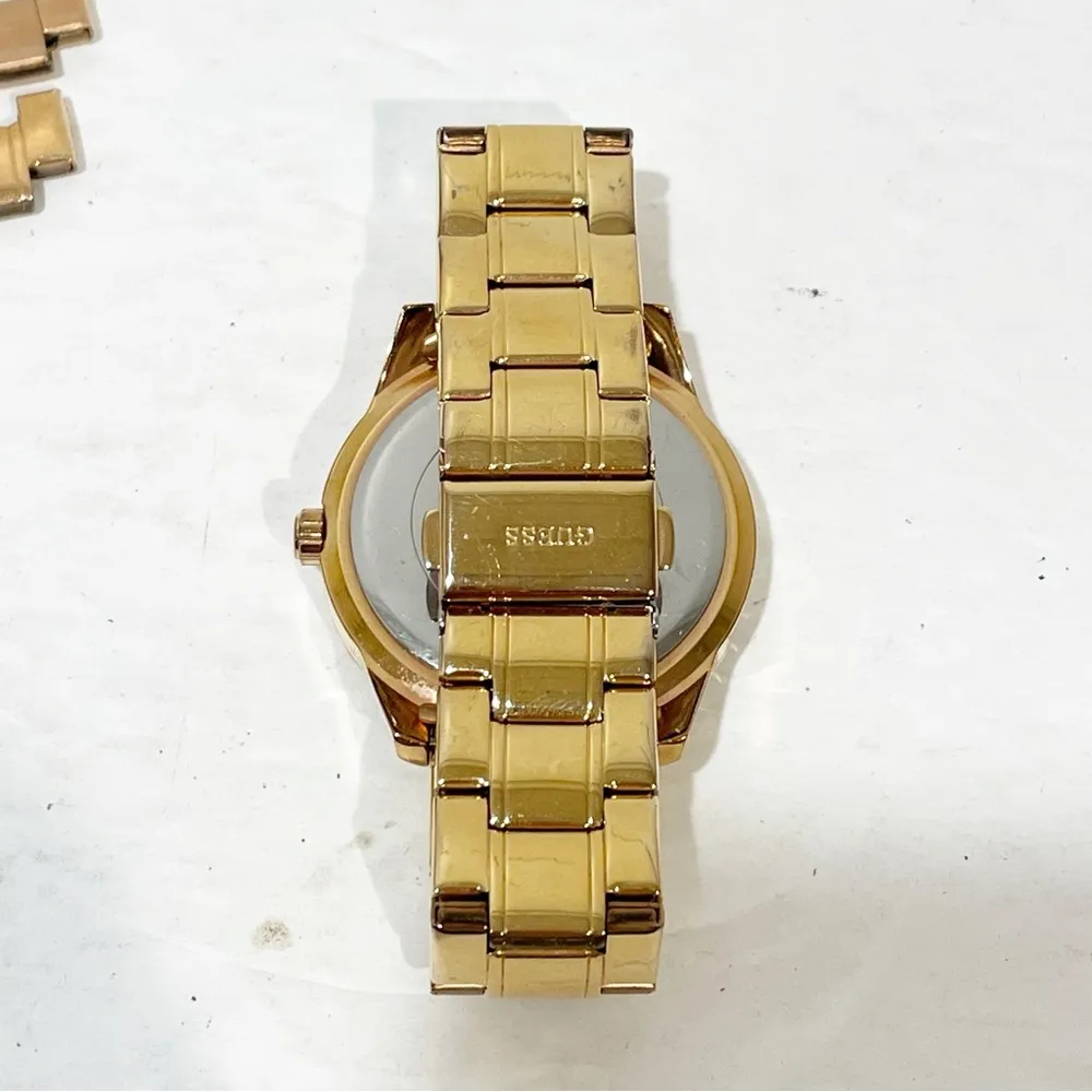 GUESS Gold Tone Faux Diamond ANALOG STAINLESS STEEL Watch - Image 5