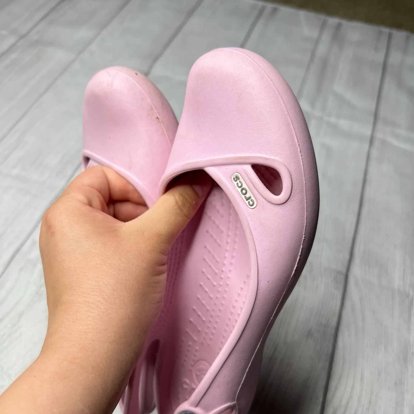 Crocs Ballerina Flats Pink Round Toe Slingback Loafers Rhinestone Size 6 Women's - Image 7