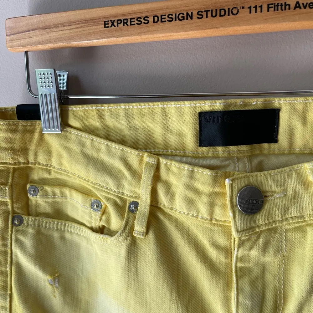 Vince Tie Dyed Yellow Skinny Jeans Distressed Mid Rise Size 28 - Image 2