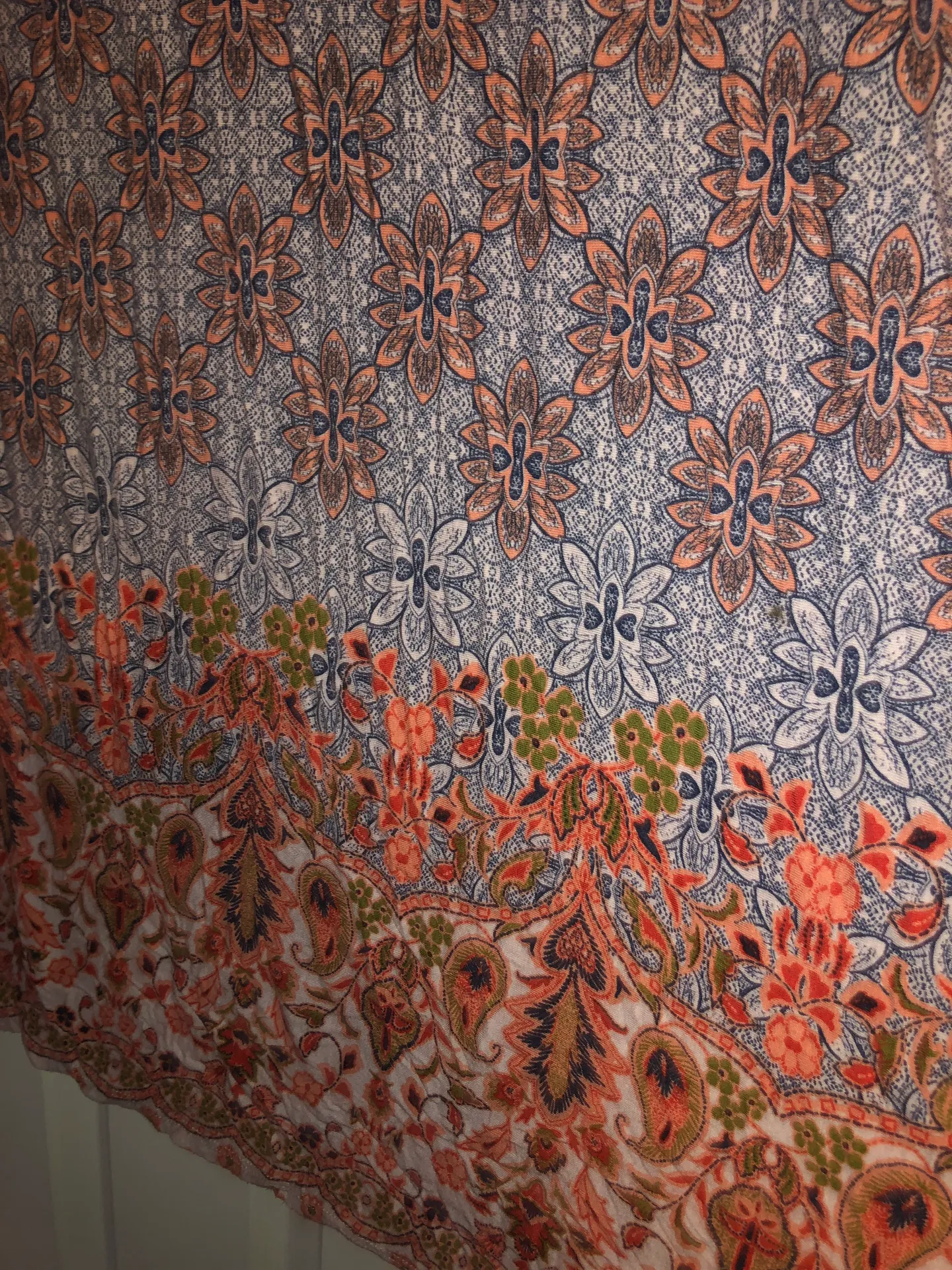 Loveappella Orange & Blue Floral High Waisted Long Skirt - Image 3