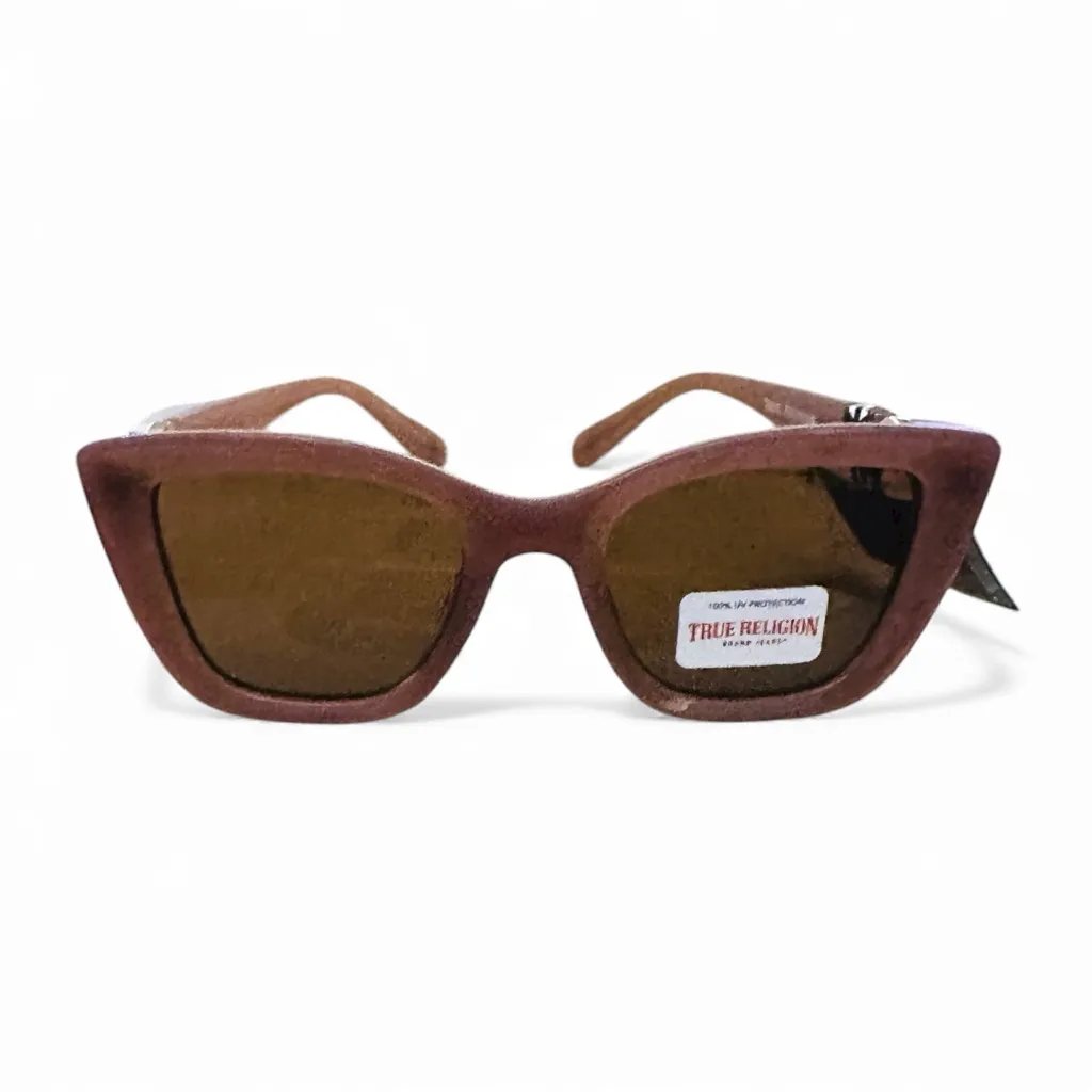 TRUE RELIGION Lavender Cat Eye Sunglasses 3 Rhinestone Sunbursts at Temples - Image 4