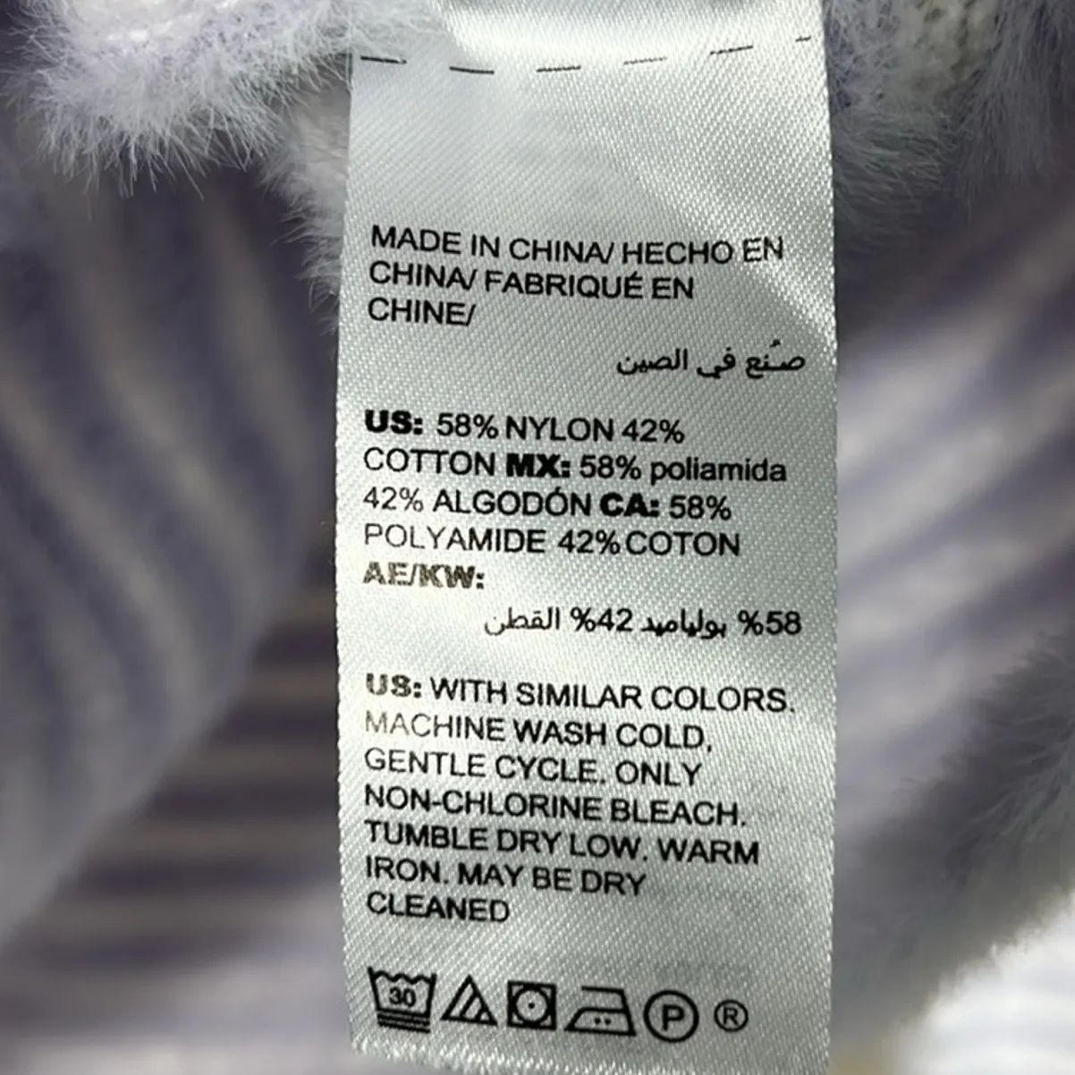 Chicos Sweater Womens L White Lavender Striped Mock Neck Fuzzy Knit Cozy Lounge - Image 7