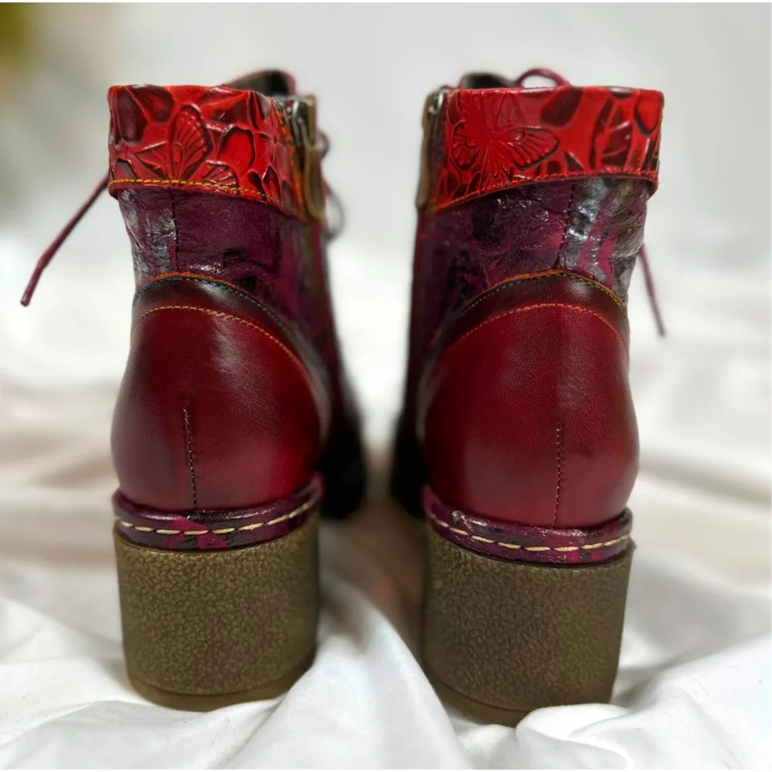 L'Artiste by Spring Step Leather Lace-Up Boots Fallinluv Bordeaux size 36 - Image 8