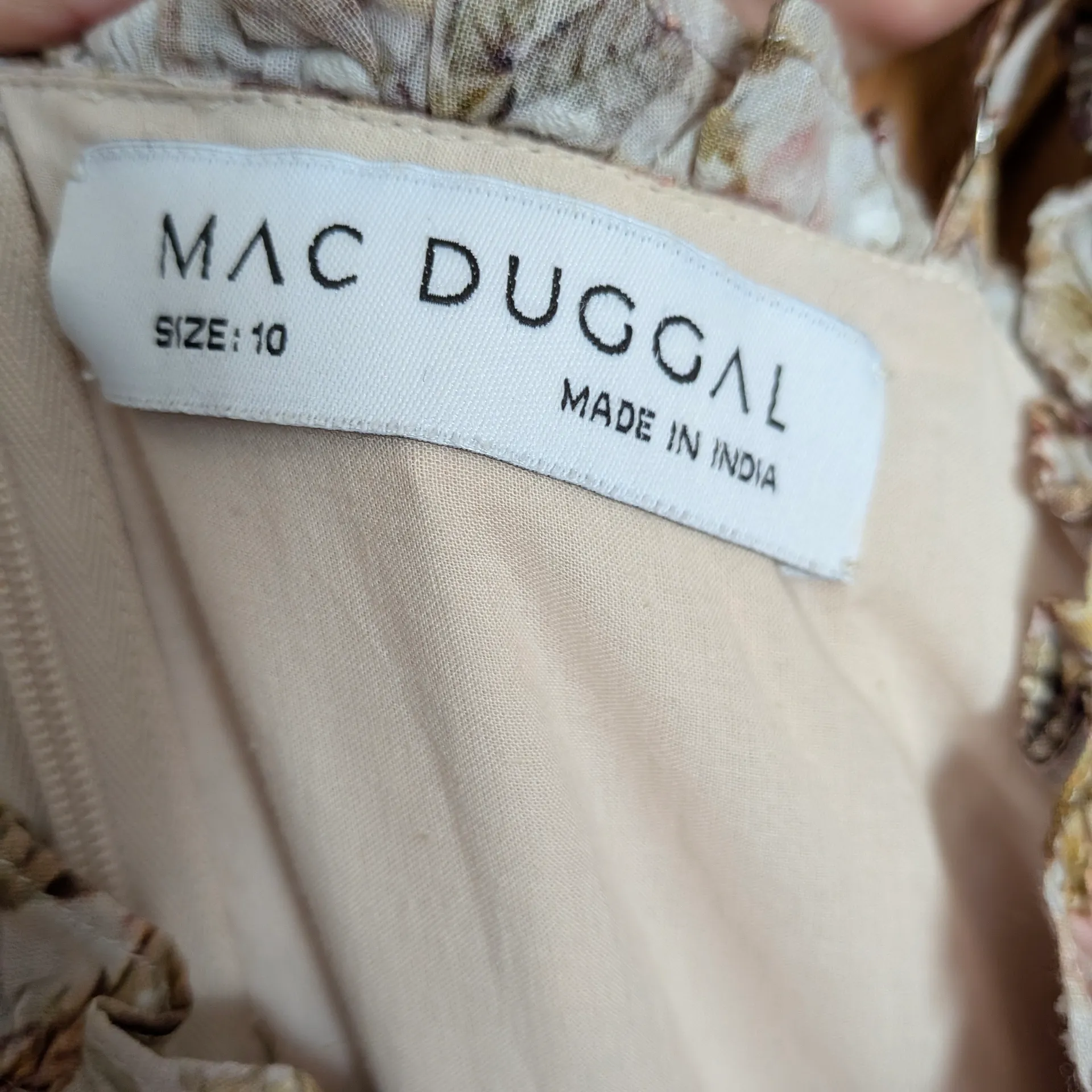 Mac Duggal Beige Floral Print Ruffle Tiered Midi Dress Size 10 - Image 6