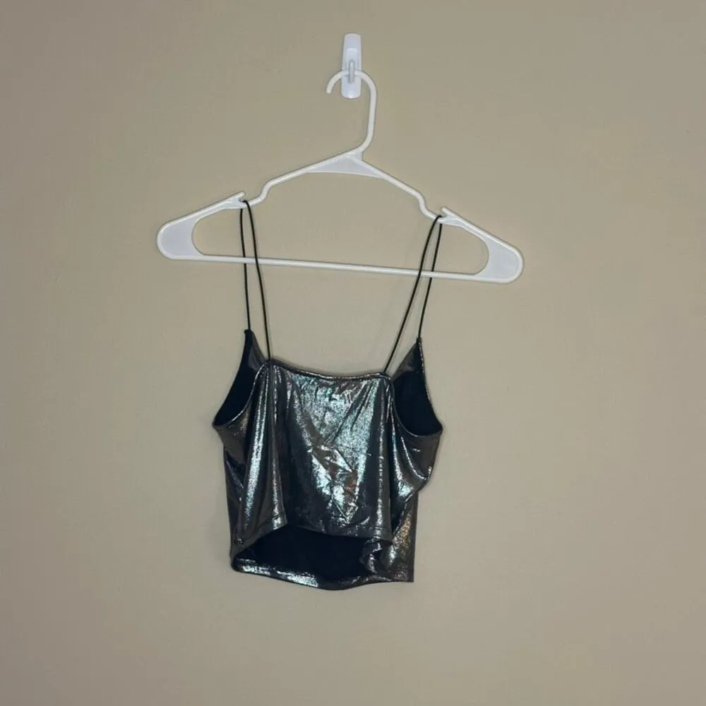 Divided H&M crop top metallic silver Small - Image 3