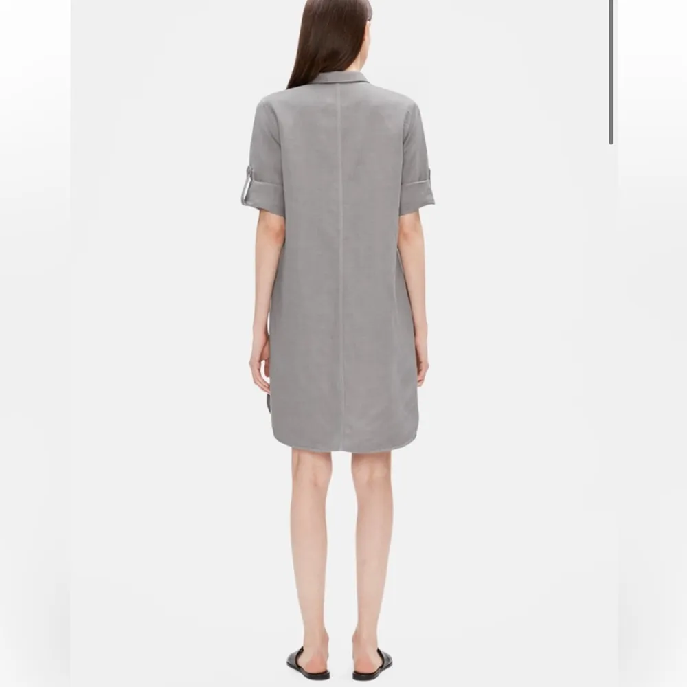 Eileen Fisher Classic Collar Dress Tencel Linen Shirtdress - Image 2