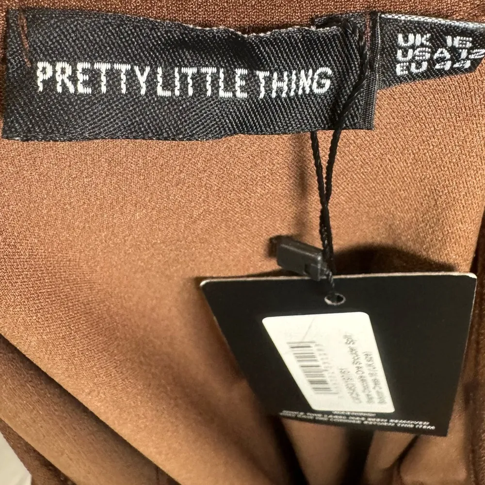 PrettyLittleThing Shape chocolate one shoulder split bodycon dress size 12 NWT - Image 7