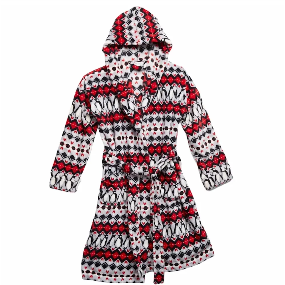 Vera Bradley Penguins Intarsia Fleece Robe Red Small to XLarge - Image 3