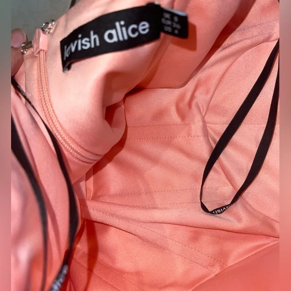 Lavish Alice MILA pleated corset peach midi dress - Image 6