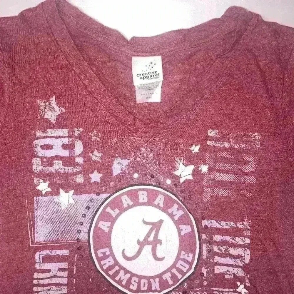 University of Alabama Fitted Tee V Neck with bling Size Small - Image 6