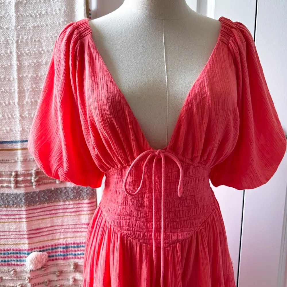 Free People Perfect Day Watermelon Short Puff Sleeve Mini Dress Women’s Size XS - Image 5