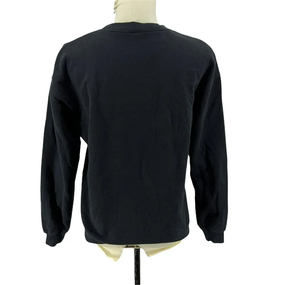 Disney Winnie the Pooh Bear Black Crew Neck Pullover Sweatshirt Womens Small - Image 3