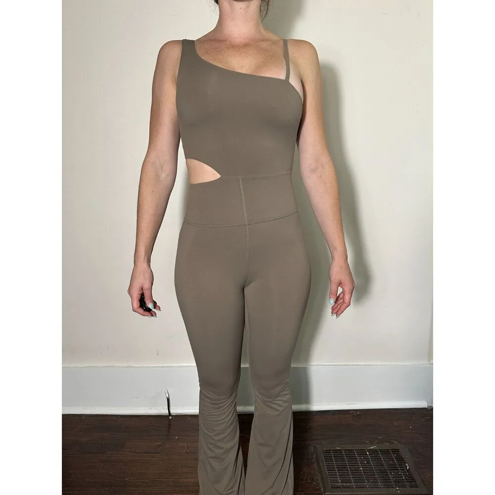 JoyLab Asymmetrical Flare Bodysuit Taupe Size XS - Image 4