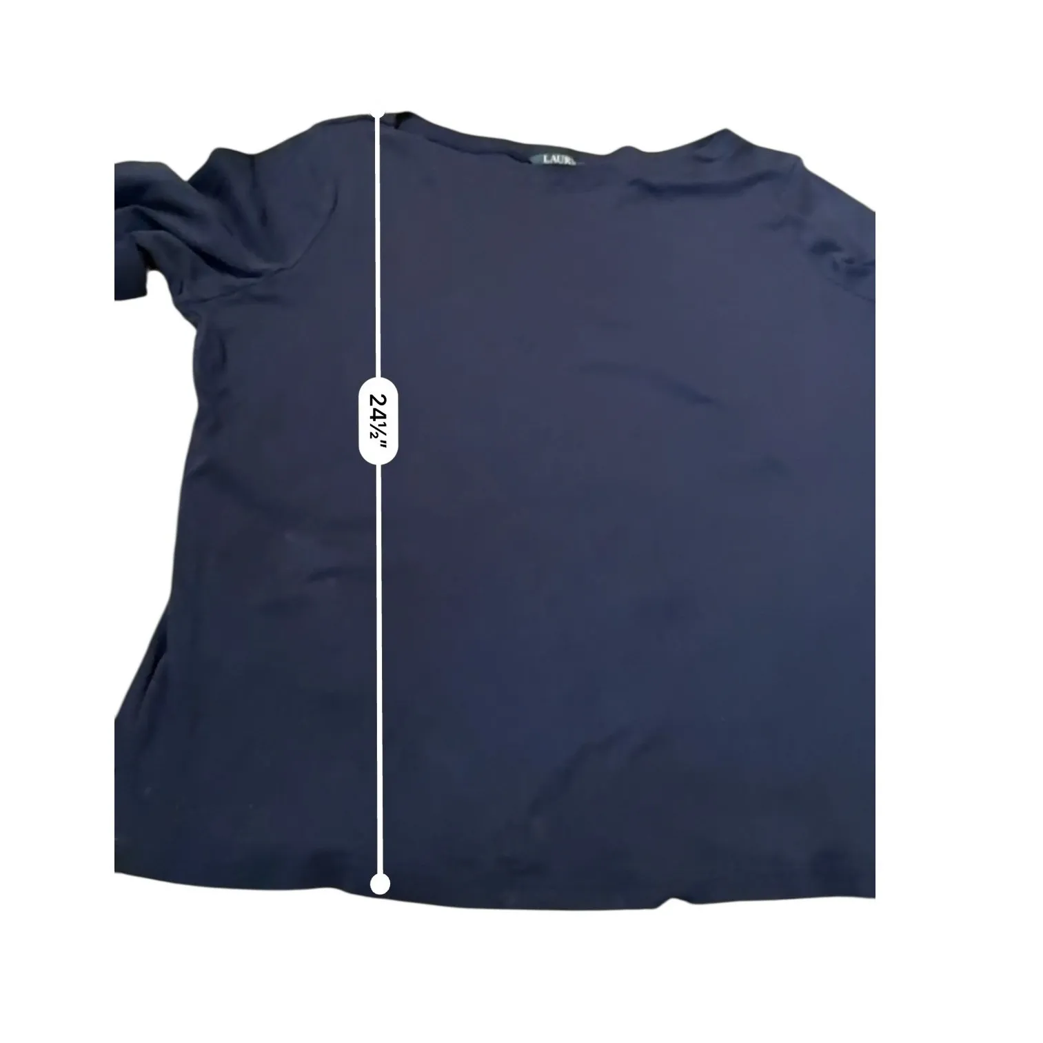 Lauren Ralph Lauren Navy Tunic Top Women's 2X Rolled Sleeve Boat Neck Casual - Image 10