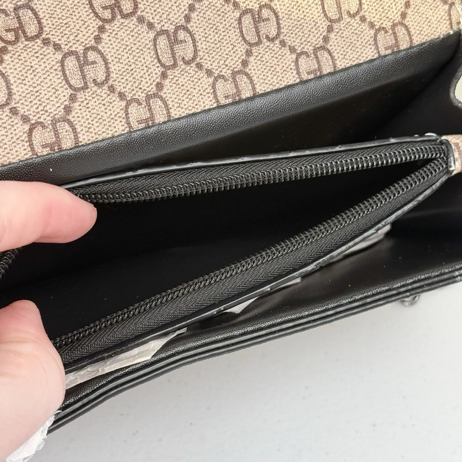 GD Monogram Crossbody Shoulder Bag Chain Strap Brown Tan Purse - Image 4