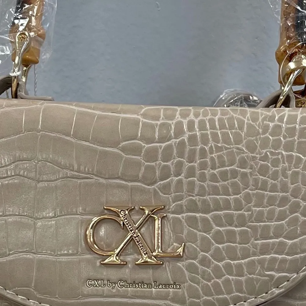 CXL By Christian Lacroix Cote Crossbody Bag w/ Wood-Look Top Handles -Cream- NWT - Image 2