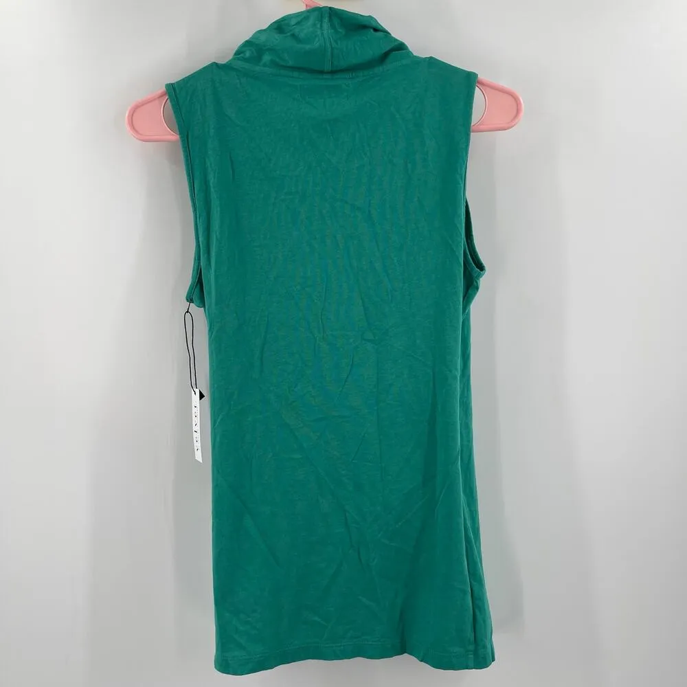 VELVET by GRAHAM & SPENCER Tank Top Size Small Adelise Faux Wrap Tile Collar NWT Green - Image 2