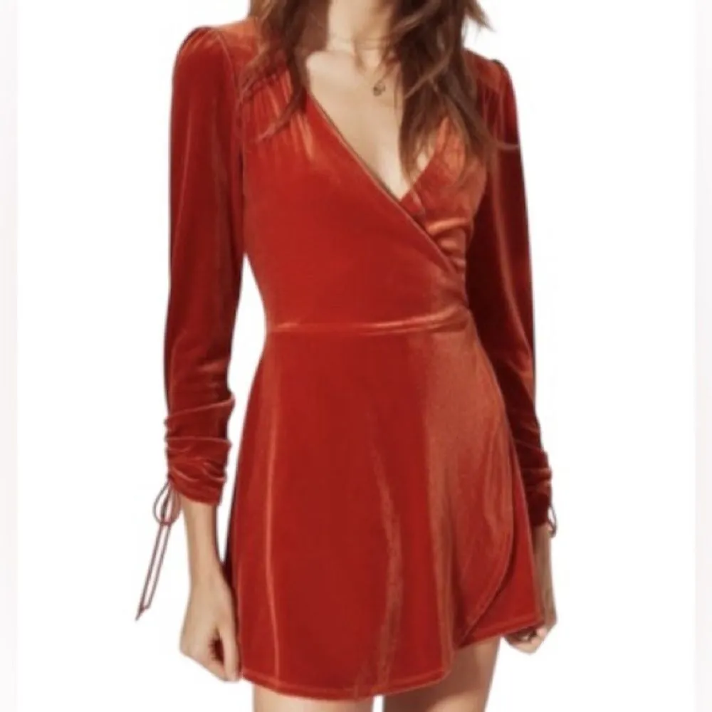 Urban Outfitters Goldmine Velvet Long Sleeve Romper Terra Cotta Orange Size XS - Image 7