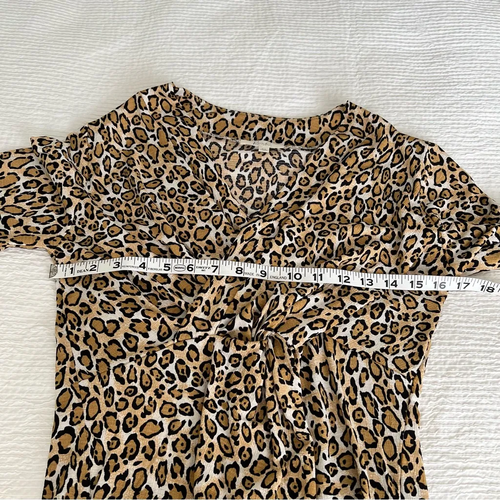 Animal print Leopard cheetah faux wrap top XS Brown - Image 6
