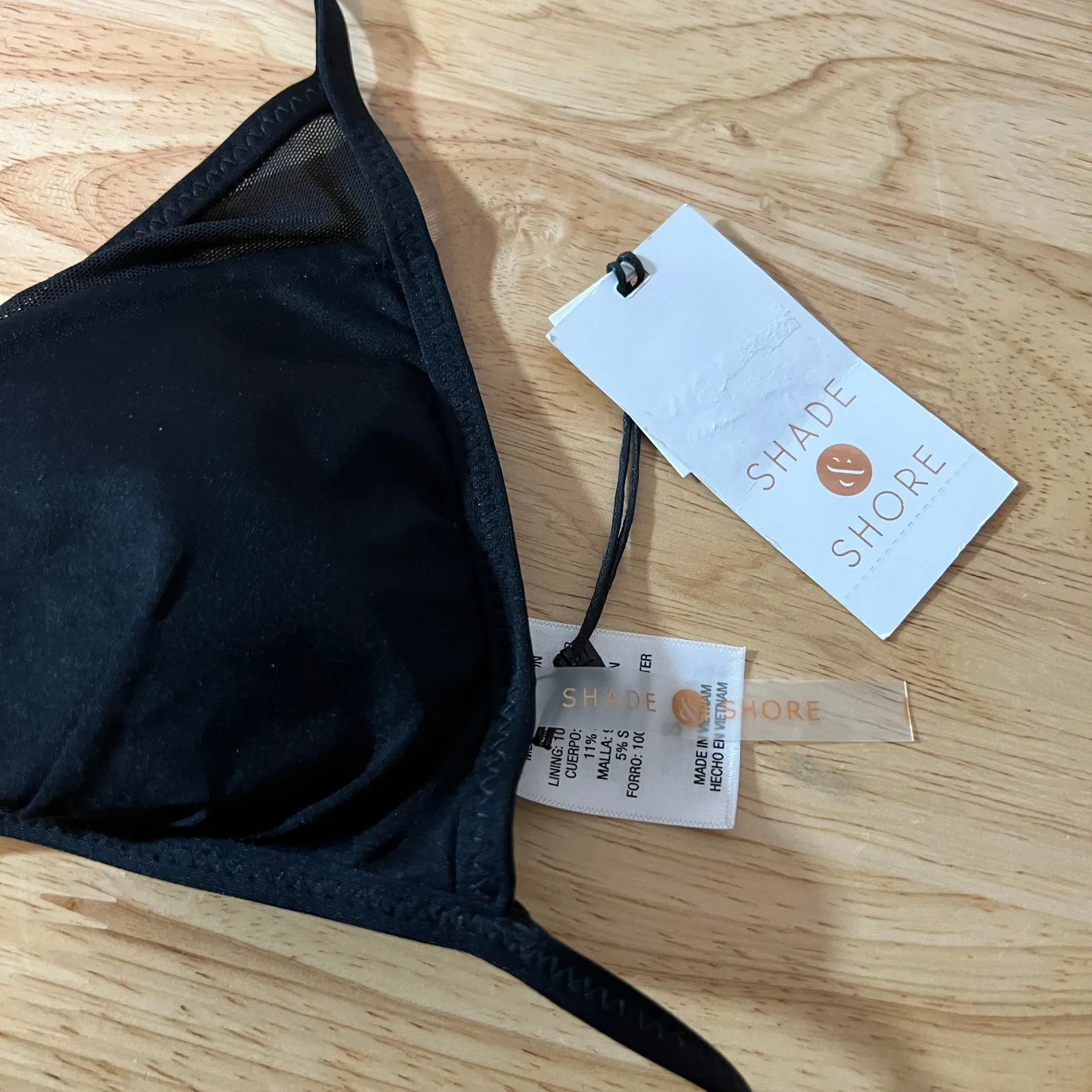 Shade & Shore Women's Black Mesh Triangle Bikini Top - Size Small - NWT - Image 7