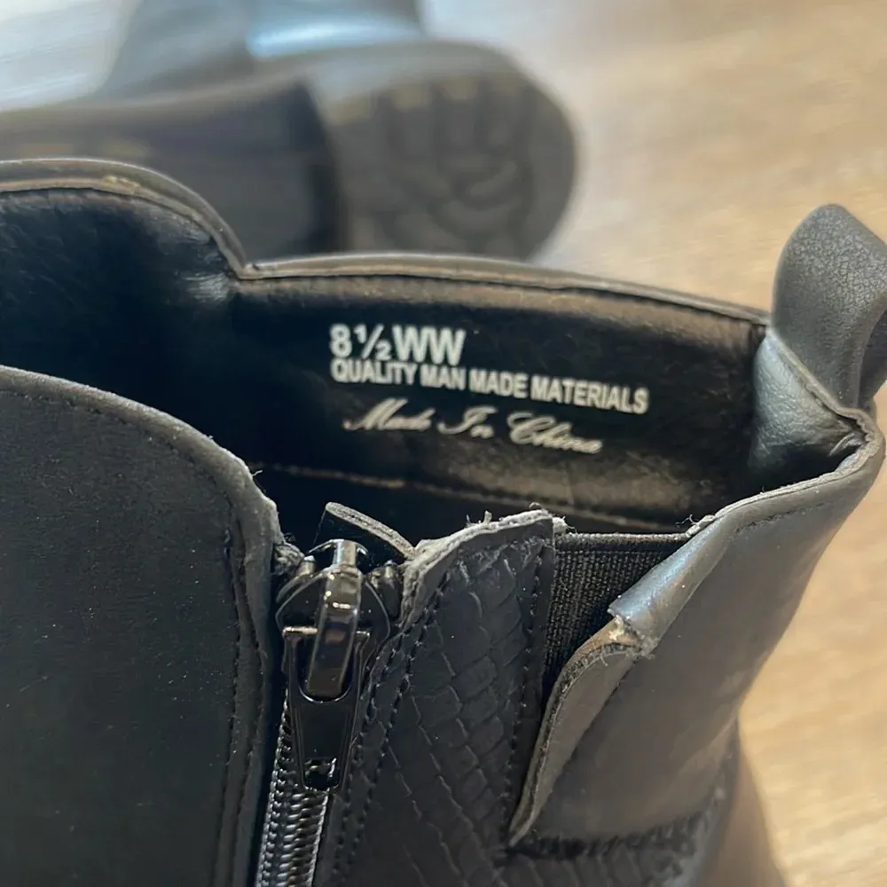 EASY STREET MYSTERY WOMENS FAUX LEATHER LEOPARD PRINT ANKLE BOOTS sz 8.5 ww - Image 9