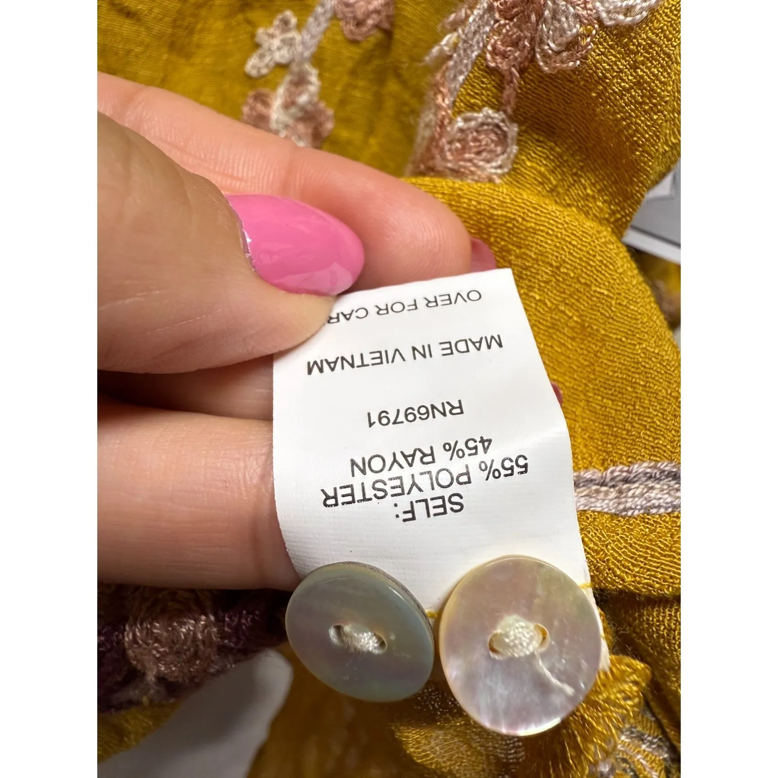 Anthropologie Fig & Flower‎ Tunic Top Women 3X Yellow Floral Embroidered Boho Size undefined - Image 5