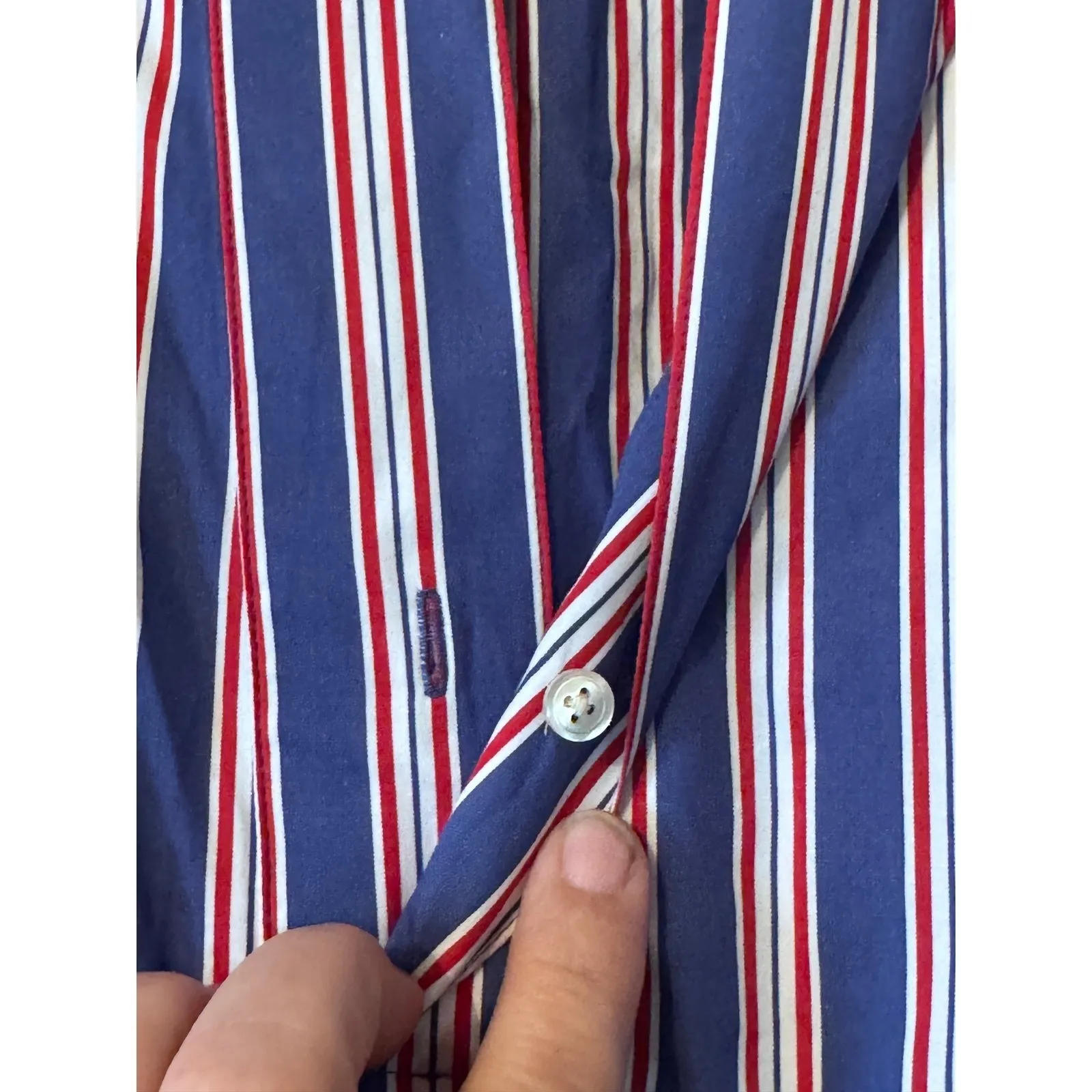 Polo Ralph Lauren Striped Pop over Dress Blue Red White Collar Pocket Size 8 - Image 8