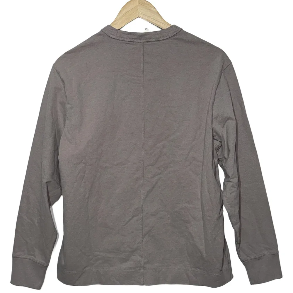 NWT Abercrombie & Fitch Essential Gray Purple Ribbed Crewneck Sweatshirt Size XS - Image 2