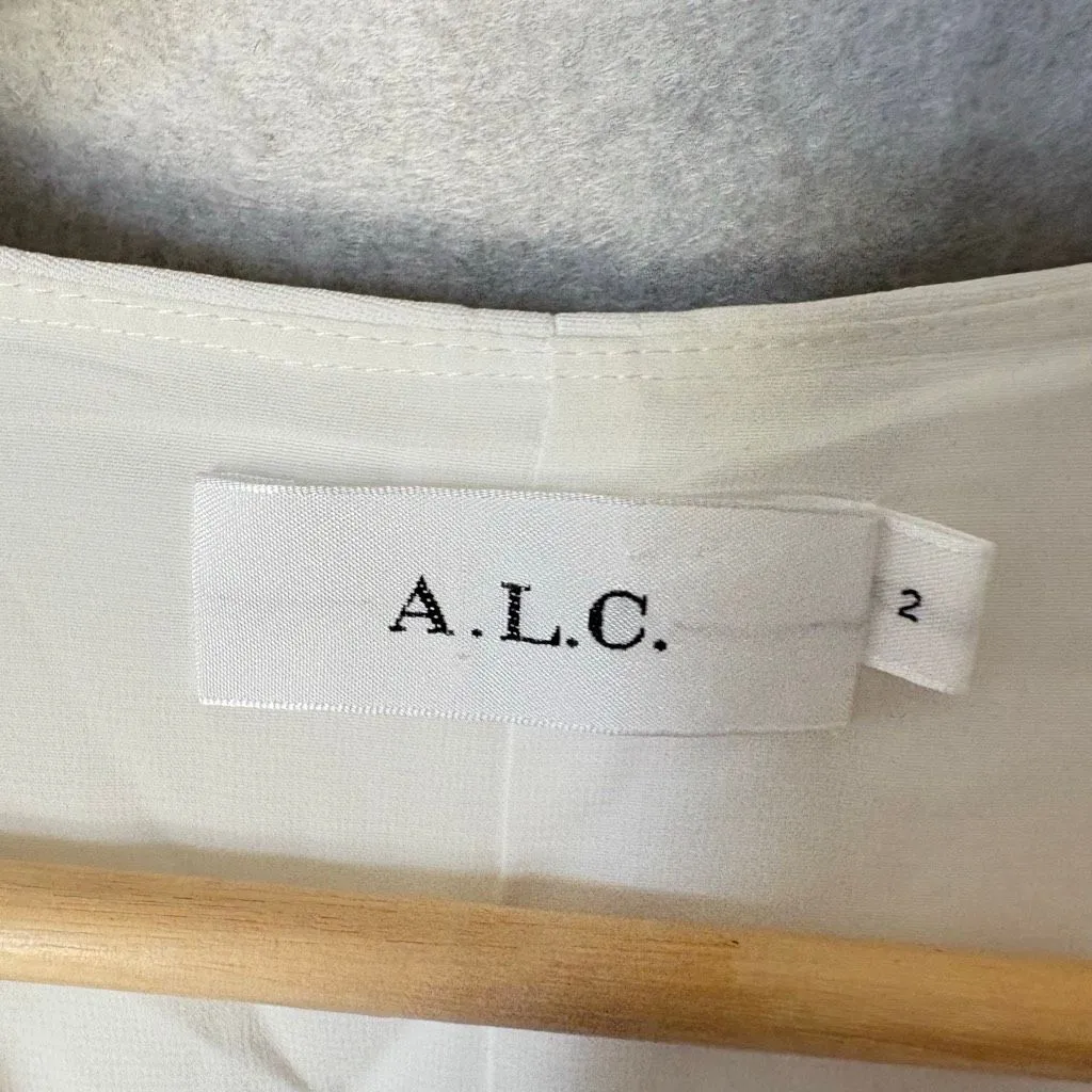 A.L.C. Front Zip Ivory Sheath Dress size 2 V-neck Minimalist Quiet Luxury - Image 4