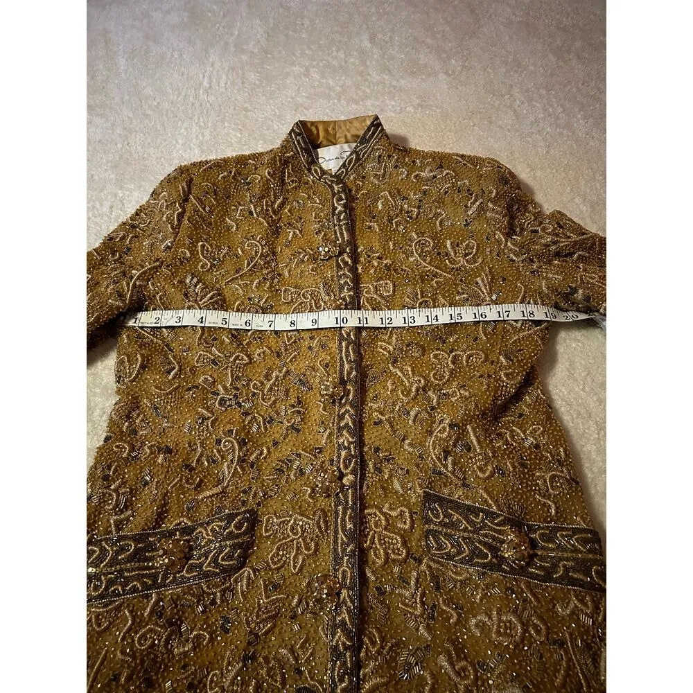 Oscar De La Renta RARE Golden Embroidered/Beaded Blazer Size 12 - Image 6