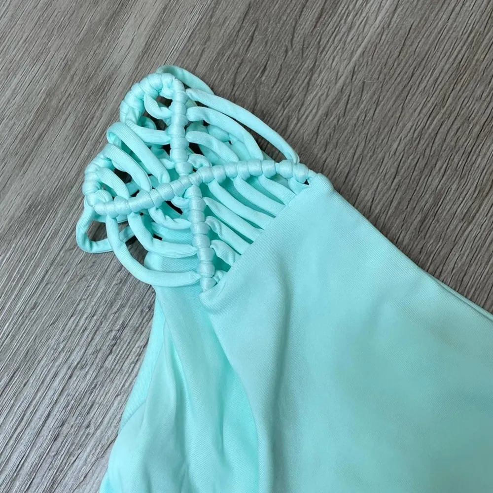 Dolce Vita Women's Seafoam Green Macramé Detail Hipster Bikini Swim Bottoms sz M Size M - Image 3
