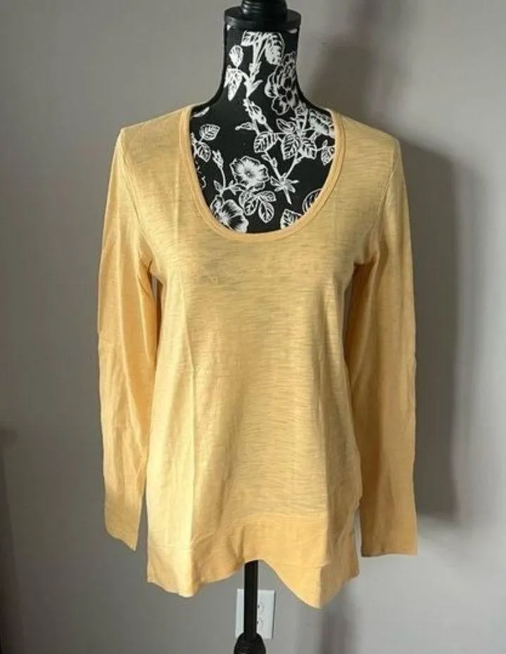 Sundance Womens Long Sleeve Asymmetrical Top Shirt Cotton Yellow Medium - Image 4