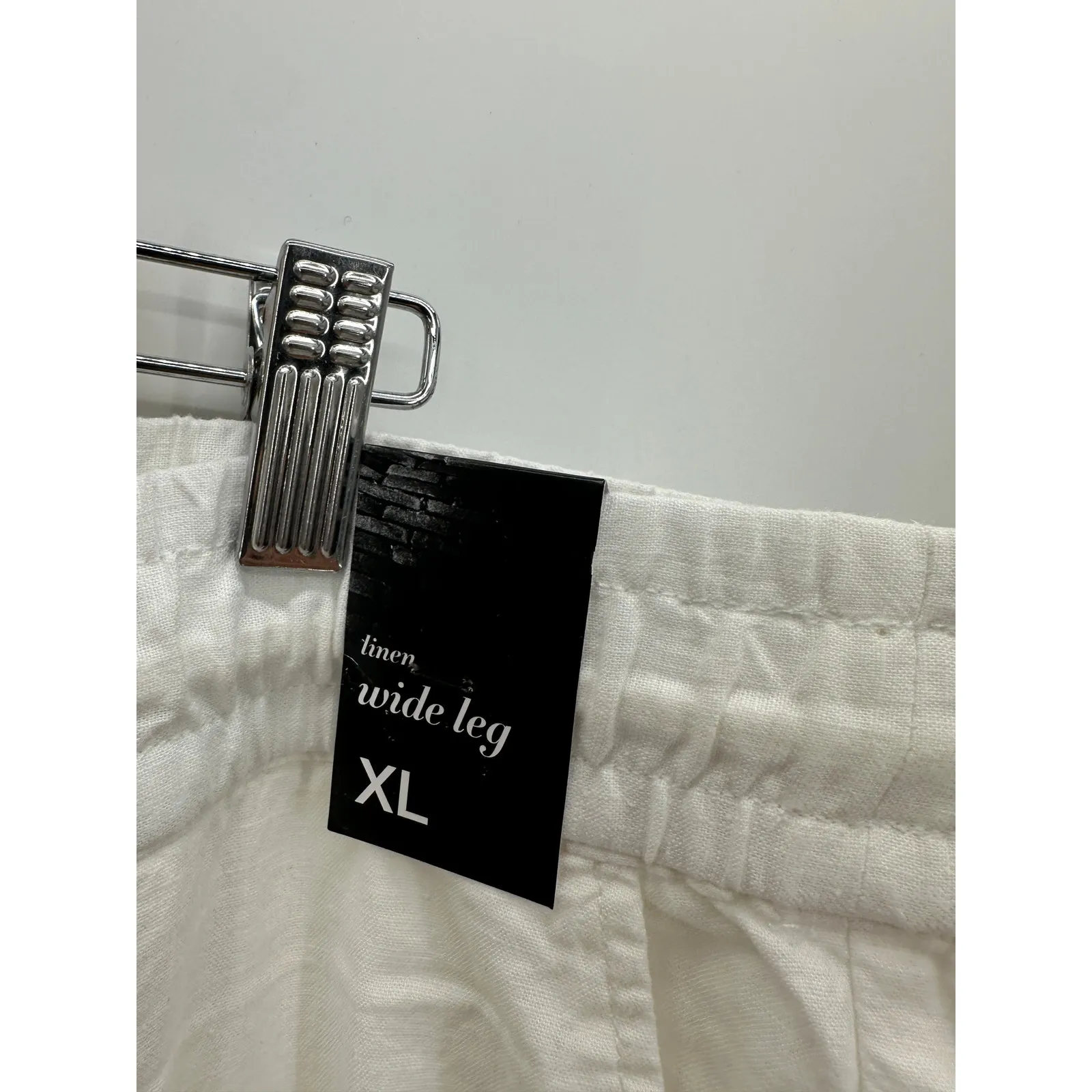 SOHO New York & Company Womens Linen Blend Wide Leg Pants Size XL Boho Coastal White - Image 6