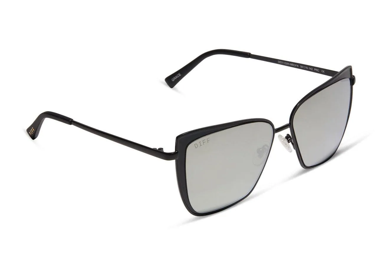 DIFF Matte Black Grey Mirror Sunglasses - Image 2