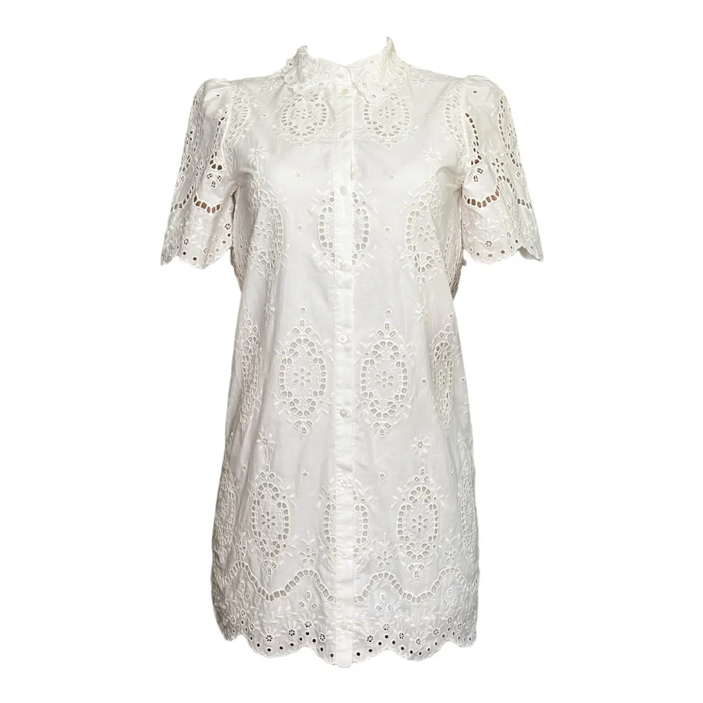 SÉZANE Elvina Embroidered Short Dress, Ecru, FR34/US2 - Image 8