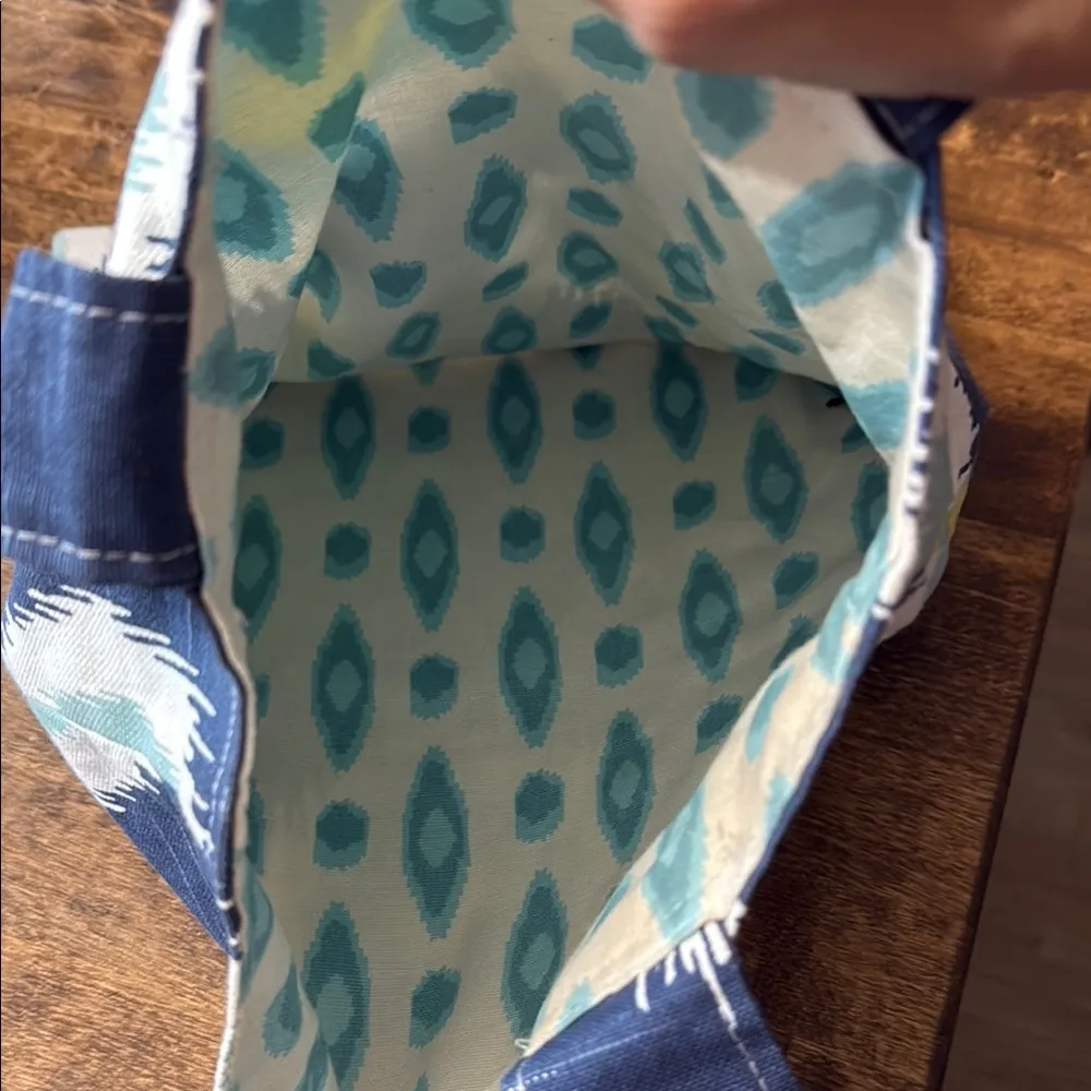 Ikat Pattern Cotton Twill Reversible Tote Bag Blue - Image 2